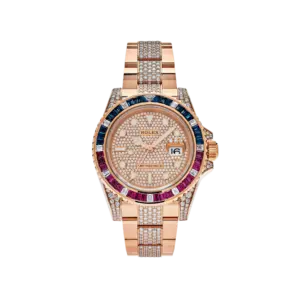 Rolex GMT-Master II 126755SARU Rose Gold Sapphire and Ruby Diamond Pave