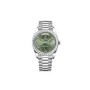 Rolex Day-Date 40 228396TBR Platinum Olive Green Dial Diamond Bezel